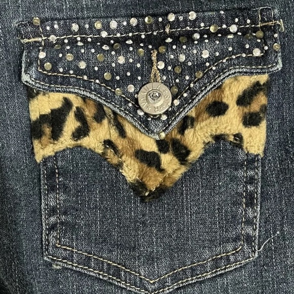 Leopard Pocket Women's Juniors Vanilla Star Jeans Denim Size 5 Distressed - Picture 6 of 13